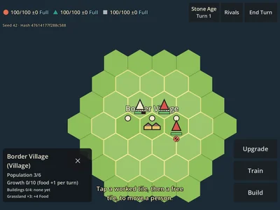 Ages of Time map on iPad with a unit movement route blocked by terrain